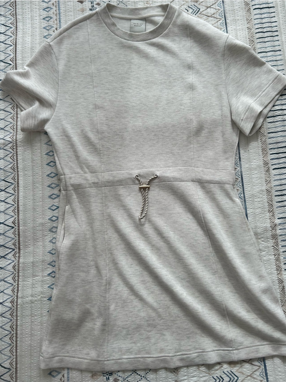Varley Maple DoubleSoft Drawstring Crew Neck Dress Ash Medium Like New - Picture 3 of 9